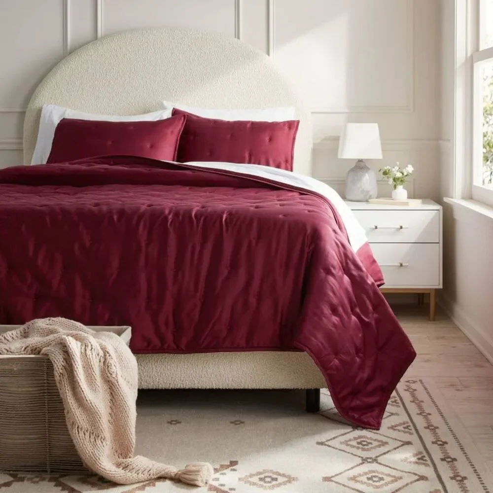 3pc King 320TC Cooling TENCEL Lyocell Comforter Set - Wine Red